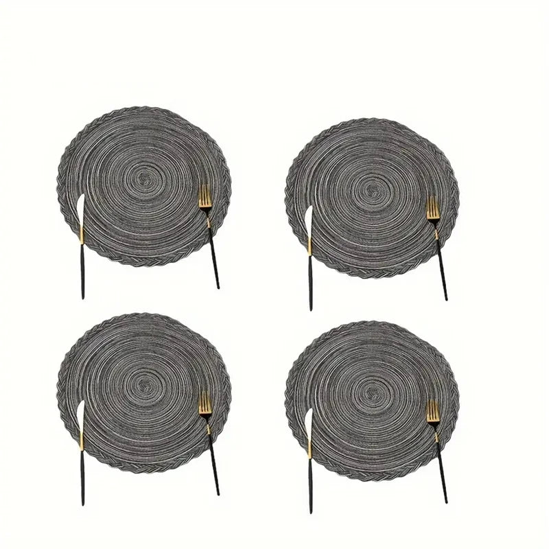 1pcs Round Woven Placemats - Heat-Insulating, Easy Clean, Table Decoration for Western-Style Meals, Festivals
