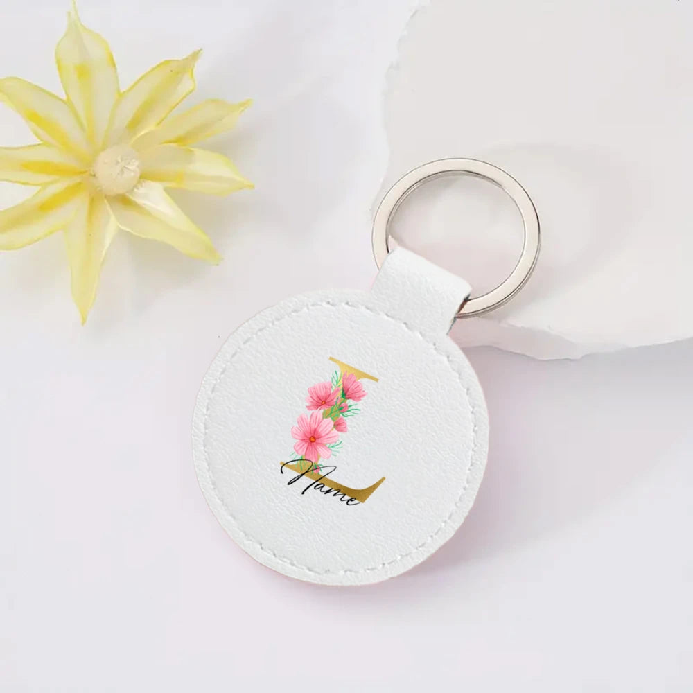 Personalized Keyring Pendant Initial with Name Key Chain Leather Key Ring Mobile Phone Bag Jewelry Accessories Best Gift for Her