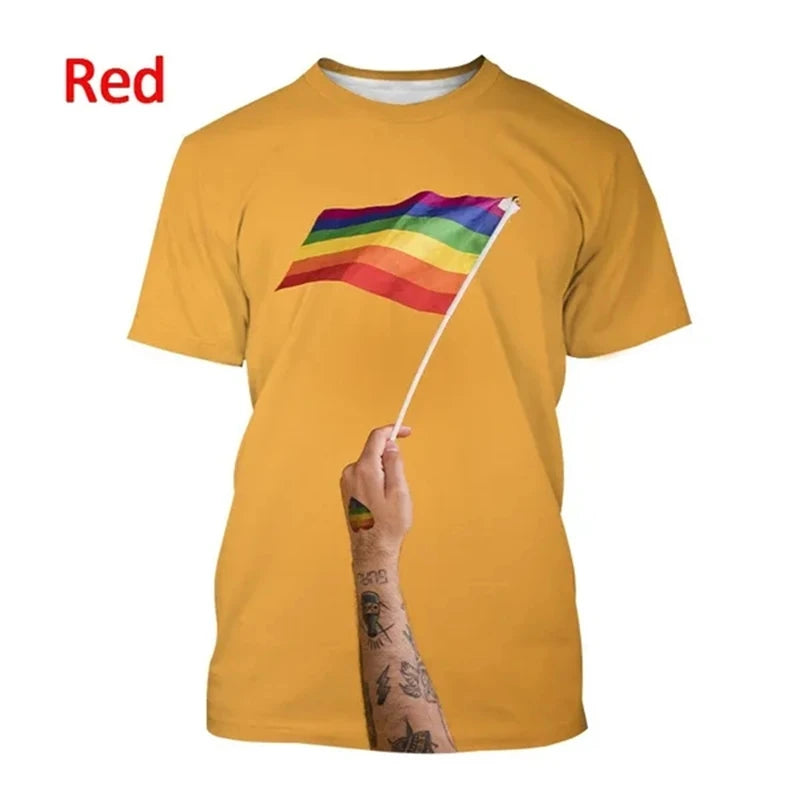 New LGBT Rainbow T Shirt 3D Funny Short Sleeve T Shirt Men And Women LGBTQ Clothing Casual Fashion Print Streetwear Tops Clothes
