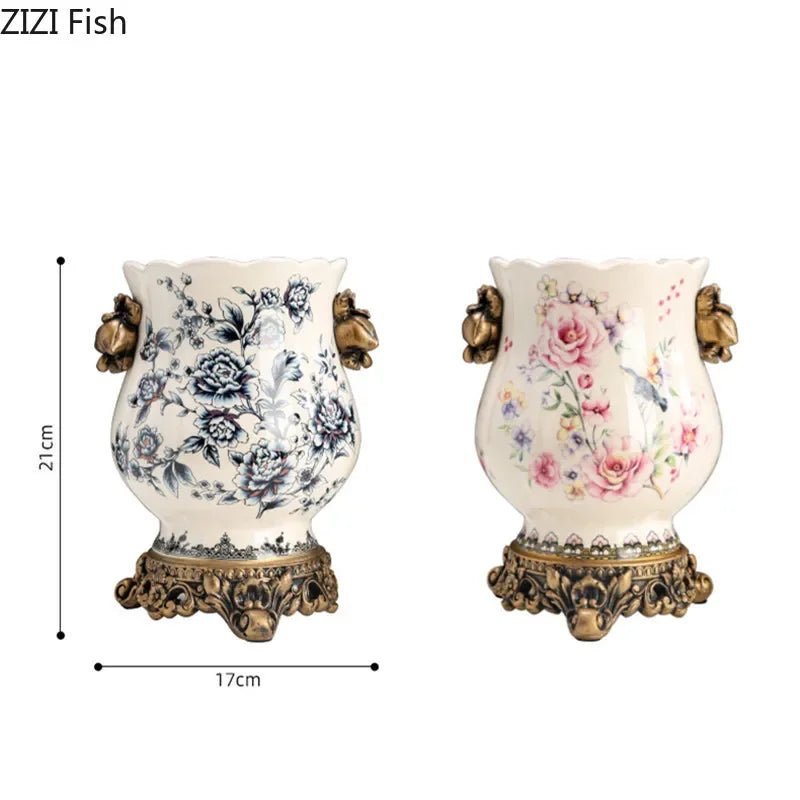 Chinese Ceramic Vase Creative Home Decoration Crafts Flowers Dried Flower Vase Decoration Table Flower Arrangement Decoration