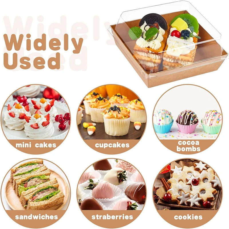 10/5pcs Cake Dessert Donut Box Kraft Paper Cookie Bakery Food Sandwich Packing Box Wedding Birthday Party Christmas Home Supply