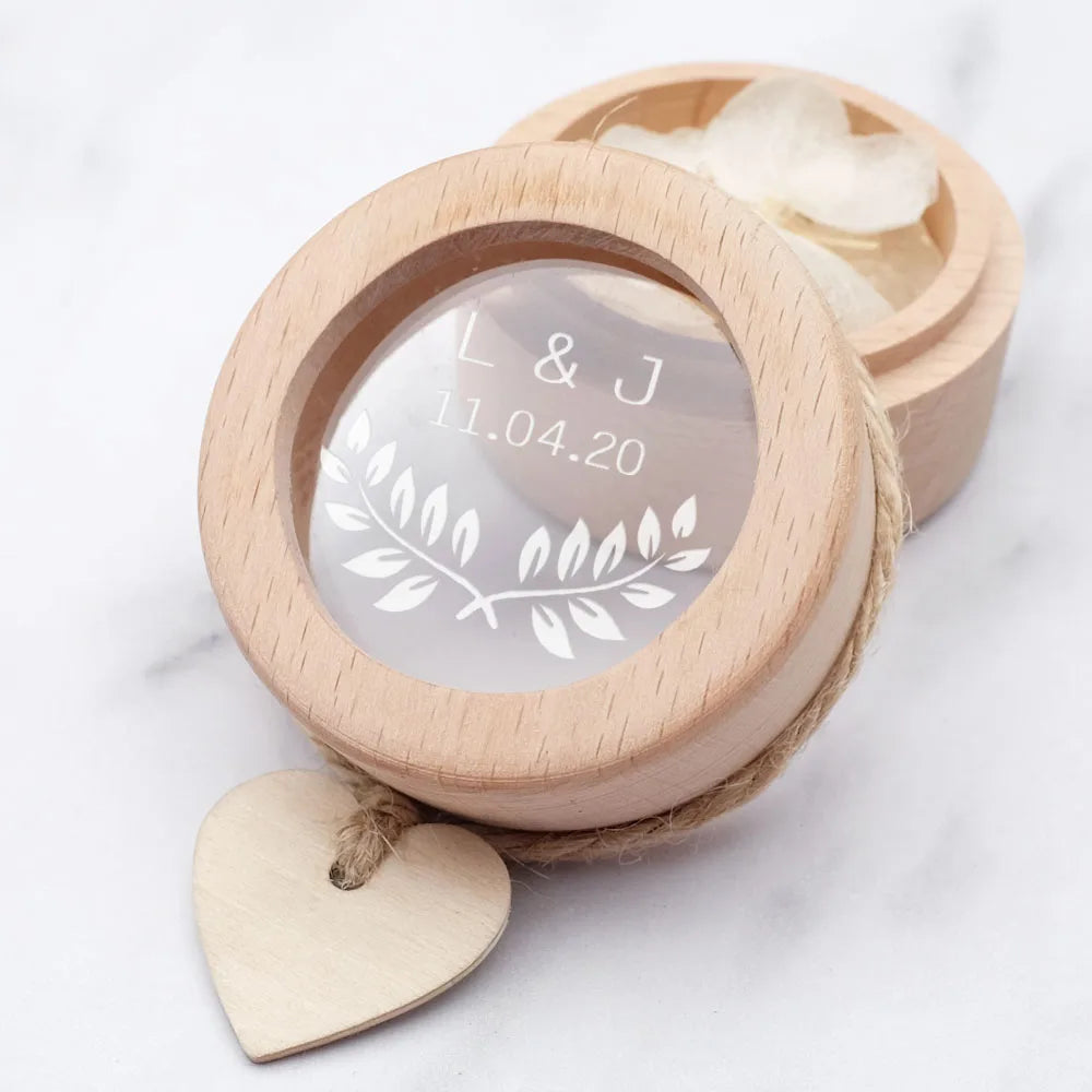Custom Ring Box Personalized Wedding Ring Bearer Box Proposal Wood Rings Holder Jewelry Organizer Engagement Wedding Decoration