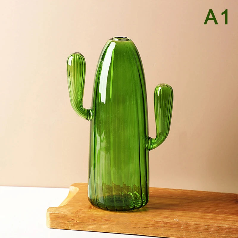 Cactus Glass Vase Small Fresh Glass Decorations Simple Home Living Room Desktop Ornaments Home Supplies