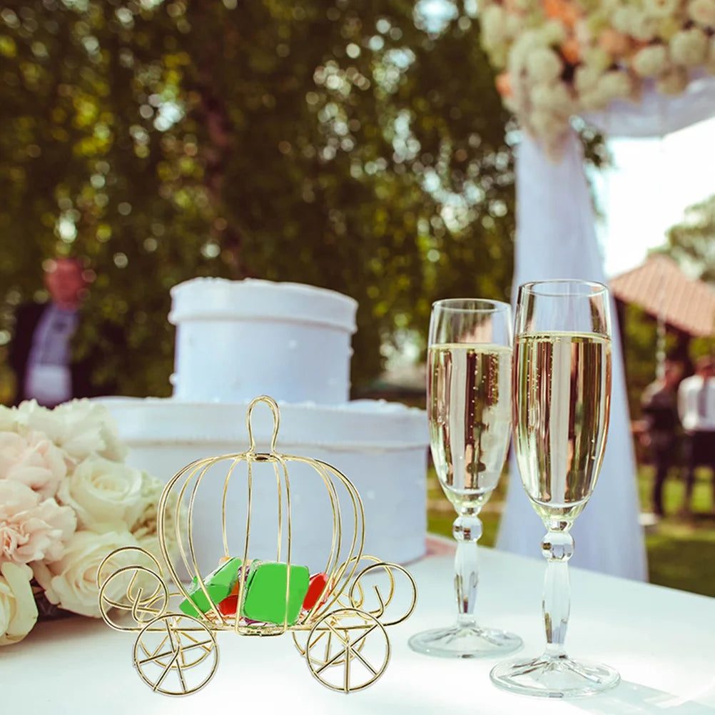 8pcs Pumpkin Carriage Centerpiece Candy Holder Halloween Wedding Party Candy Cart Container Tabletop Decoration
