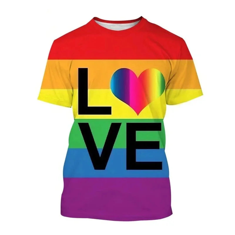 Vintage 3D LGBT Printed T Shirt Happy Pride Day Graphic T-shirts For Men Kid Fashion Streetwear Tee Shirts Clothes Short Sleeves