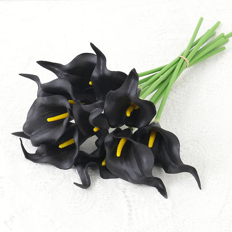 2/5Pieces Real Touch Calla Lily Artificial Flowers White Wedding Bouquet Bridal Shower Party Home Flower Decoration Fake Flowers