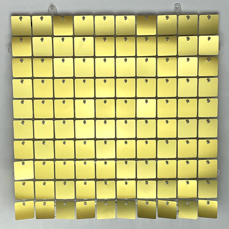 16pcs Champagne Shimmer Wall Backdrop 3D Sequin Panel Backdrop Art Wall Backgroud Cloth Wedding Birthday Party Backdrop Decor