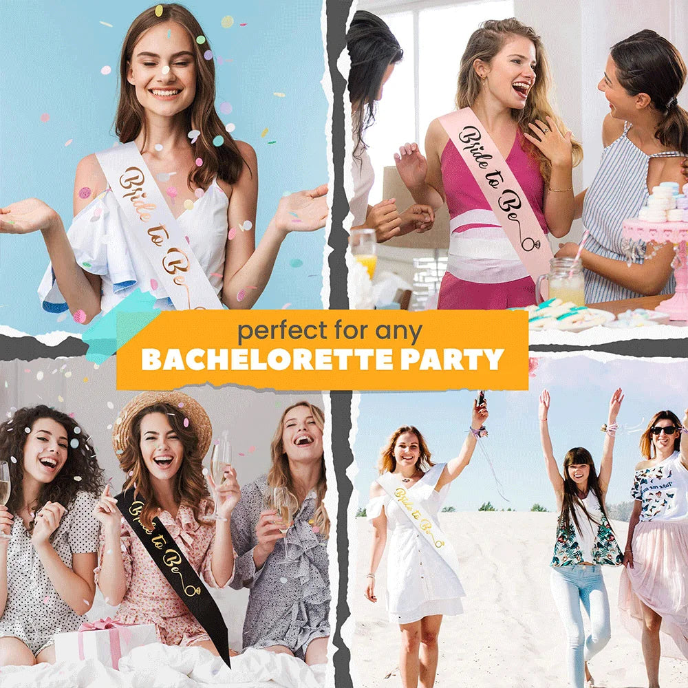 Bride to Be Bachelorette Party Sash with Gold Foil Lettering Bridal Shower Wedding Engagement Team Bride Sash Hen Party Supplies