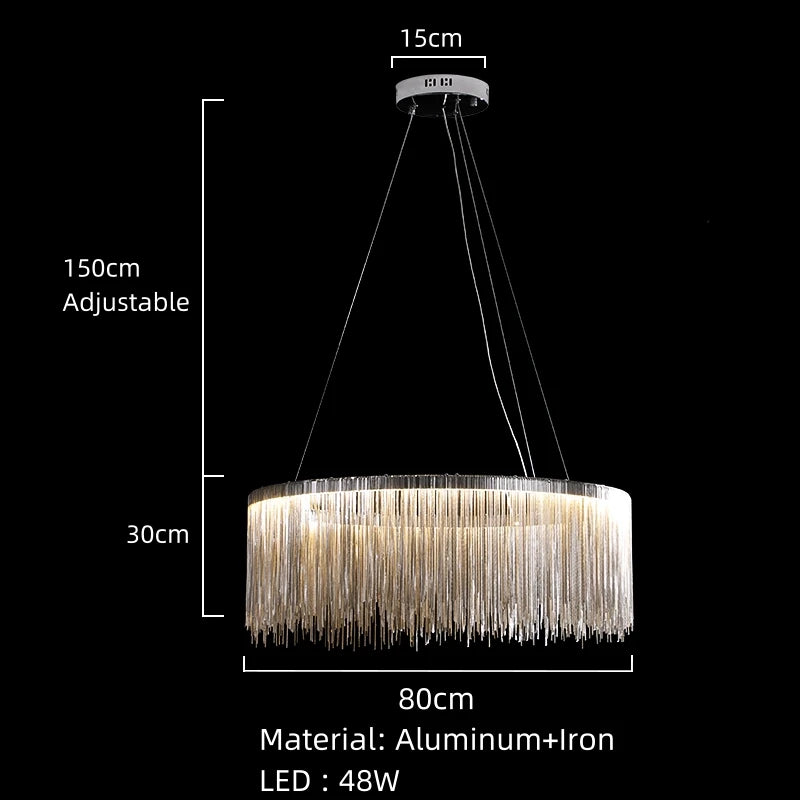 Beautiful Art Deco Pendant Light Aluminum Chain For Parlor Bedroom Restaurant Hanging Lamp Dropshipping Silver Metal