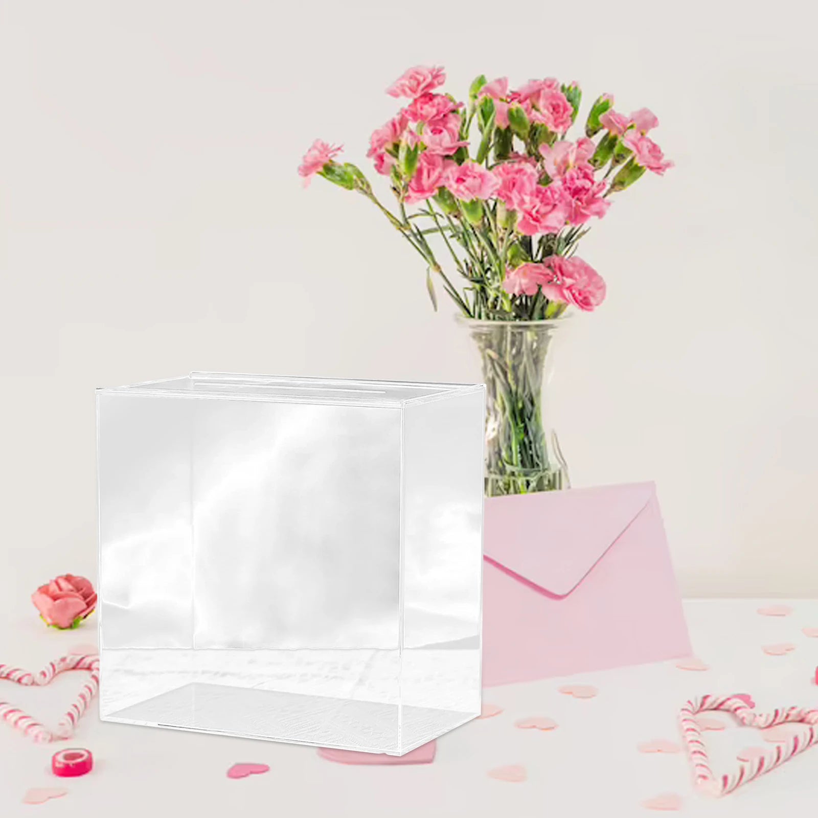 Large Acrylic Card Box DIY Large Envelope Gift Card Box Acrylic Wedding Money Box for Anniversary Shower Birthday Decorations