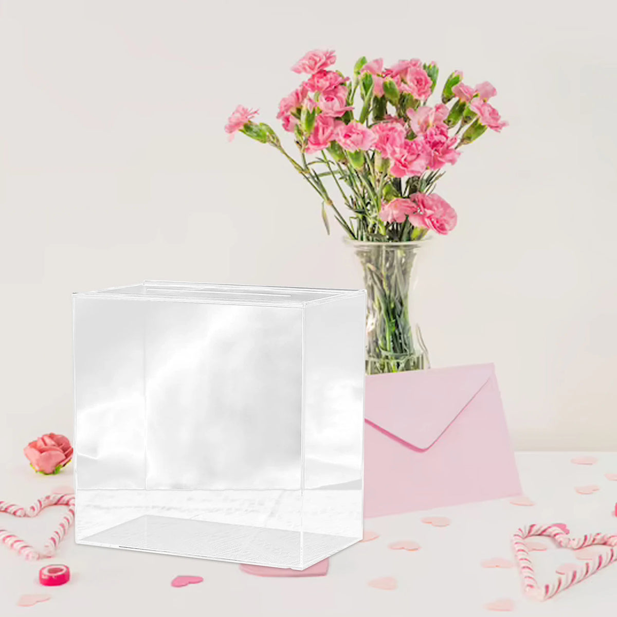 Large Acrylic Card Box DIY Large Envelope Gift Card Box Acrylic Wedding Money Box for Anniversary Shower Birthday Decorations