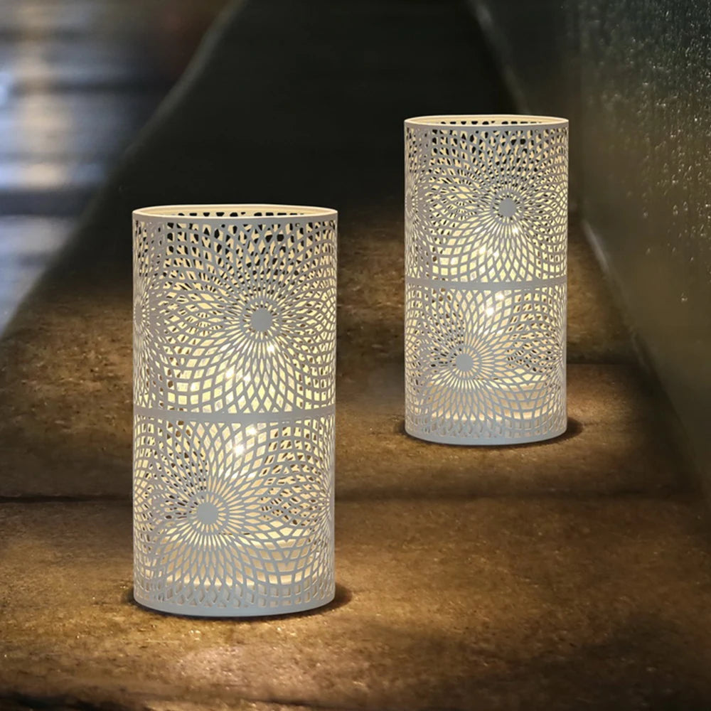 2 Pack Modern Nordic Cylinder Table Lamp Night Light Candle Holder for Bedroom Illumination Warm White Gift Room Decor
