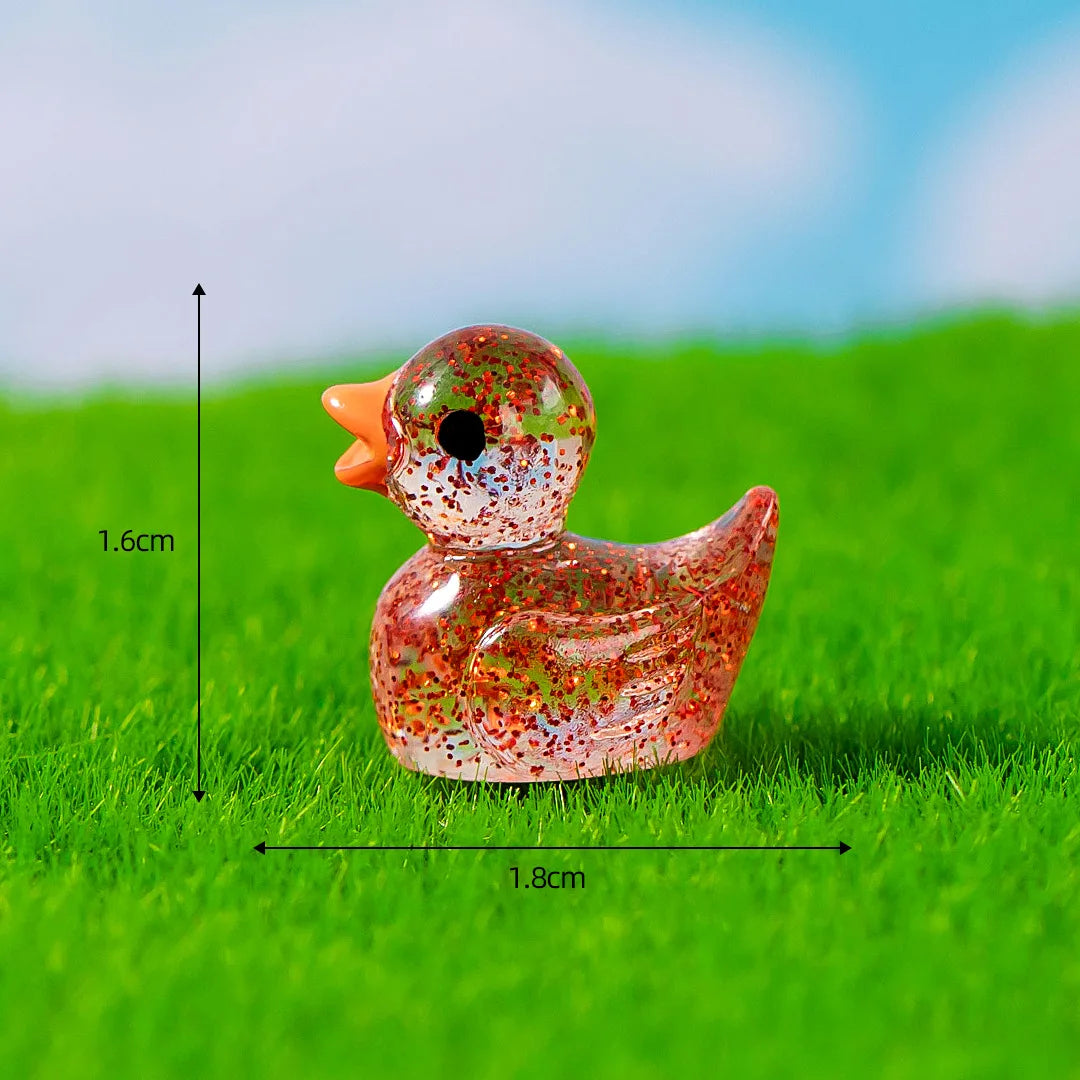 50PCS Mini Ducks Sequin Miniature Duck Resin Desk Decoration Cute Figurines Fairy Garden Accessories Home Decor DIY Doll House