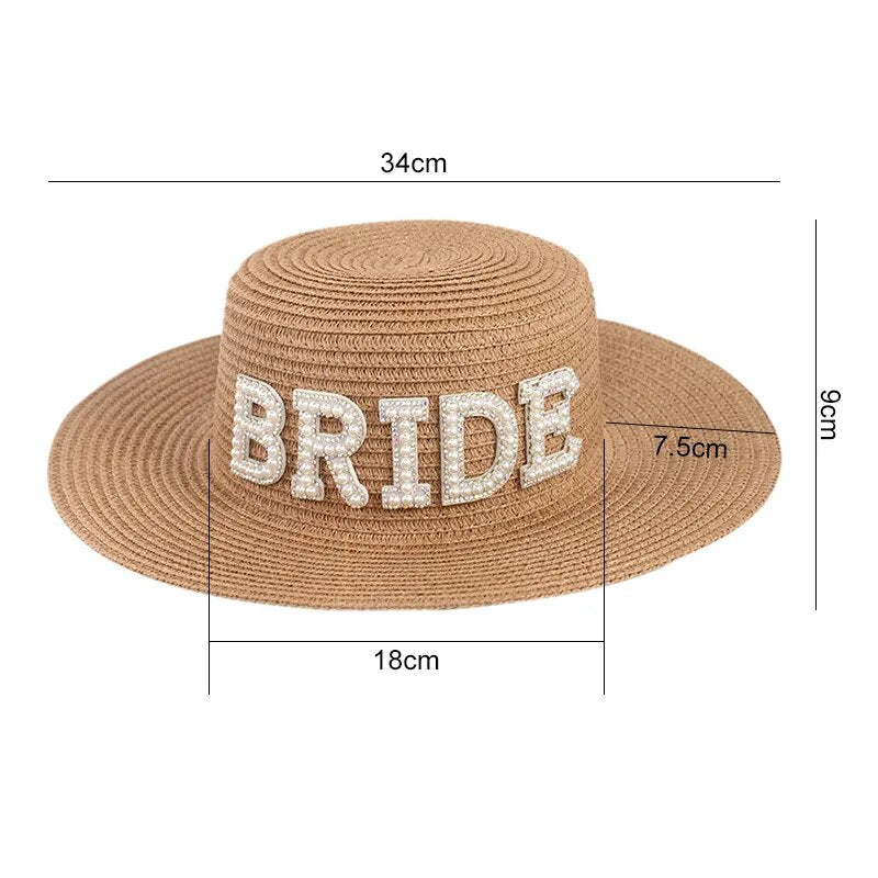 Bride Hat Straw Sun Hat Rustic Wedding Gift Present Bachelorette Hen Party Bridal Shower Honeymoon Travel Decoration Photo Props