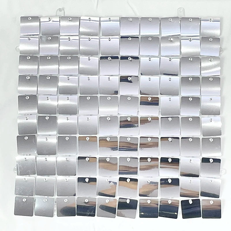 16pcs Champagne Shimmer Wall Backdrop 3D Sequin Panel Backdrop Art Wall Backgroud Cloth Wedding Birthday Party Backdrop Decor