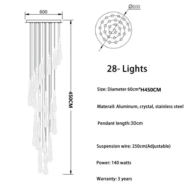 2024 New Modern LED Crystal Chandelier Lustre Restaurant Bar compound Stair Light Living Room Bedroom Lighting Art Lighting