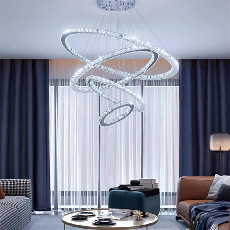 LED Rope chandelier Crystal Lamp For Living Room Cristal Lustre Chandeliers Lighting Pendant Hanging Ceiling Fixtures