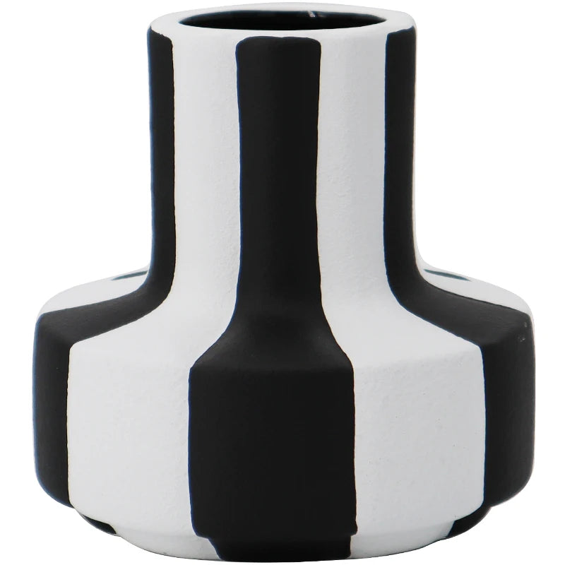 Epeiushome Black And White Striped Ceramic Vase Decorations Coffee Table Dining Table Ornaments Modern Nordic Ins Flower Insert