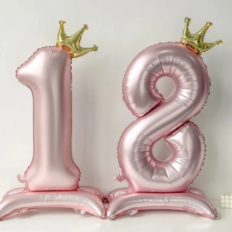 42 inch Pink Standing Crown Digital Girl Birthday Party Anniversary Party Decoration Balloon