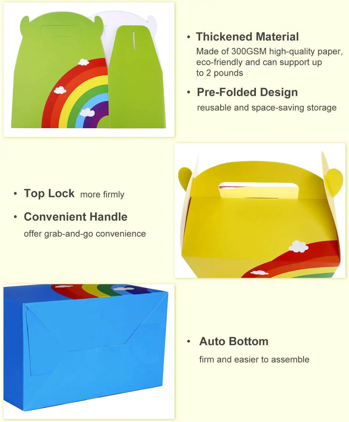 16 PCs Rainbow Party Favor Paper Box, 6*3.5*3.5 Inch, Food Safe Kraft Paper and Ink, Natural , Vivid Colored,Give Away Bags.