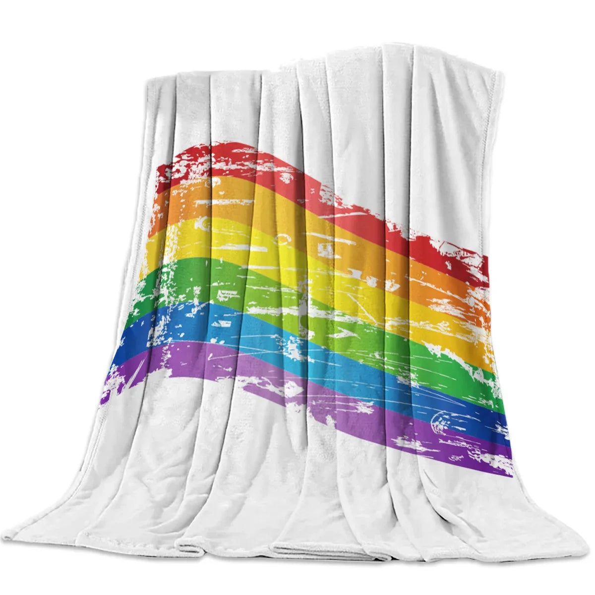 Flannel Blankets Colorful Stripe Lgbt Pride Rainbow Blanket Cushion Warm Throws on Sofa Bed Home Bedspread Travel Fleece Blanket
