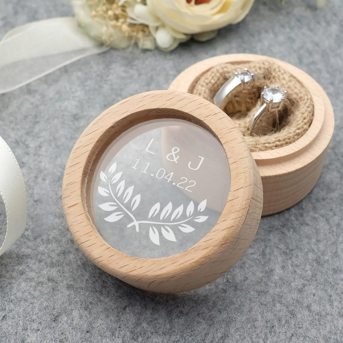 Custom Wedding Rings Box Wood Ring Box Engagement Wedding Ring Pillow Personalized Ring Bearer Proposal Rings Holder