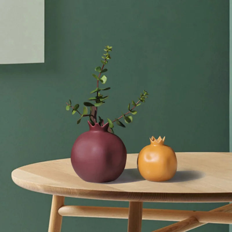 Imitation Pomegranate Ornaments Ceramic Vase Dried Flower Vase Flower Arrangement Art Sculpture Decorative Vases Statue Crafts