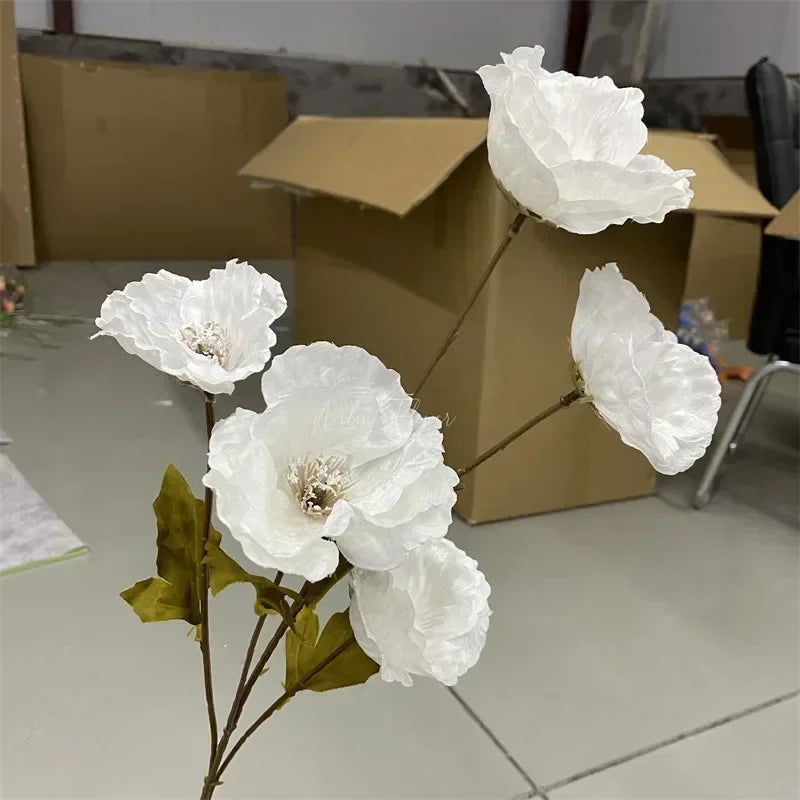 Simulation 5 Poppies High Branch Poppy Bouquet Artificial Artificial Flowers Home Living Room Dining Table Wedding Decoration