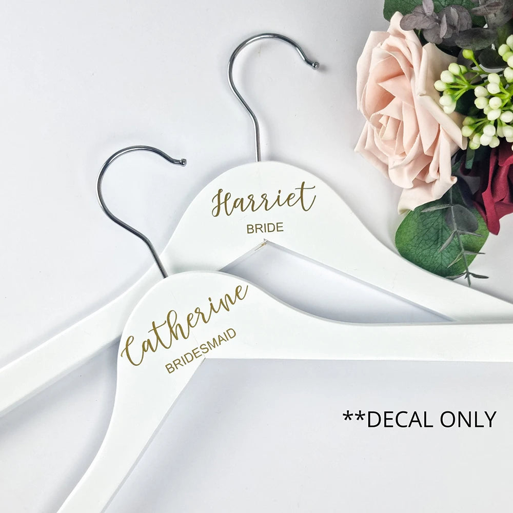 Personalized Wedding Hanger Sticker With Name Bridal Party Decal Custom Hanger Decal Bridesmaid Maid of Honour Gifts