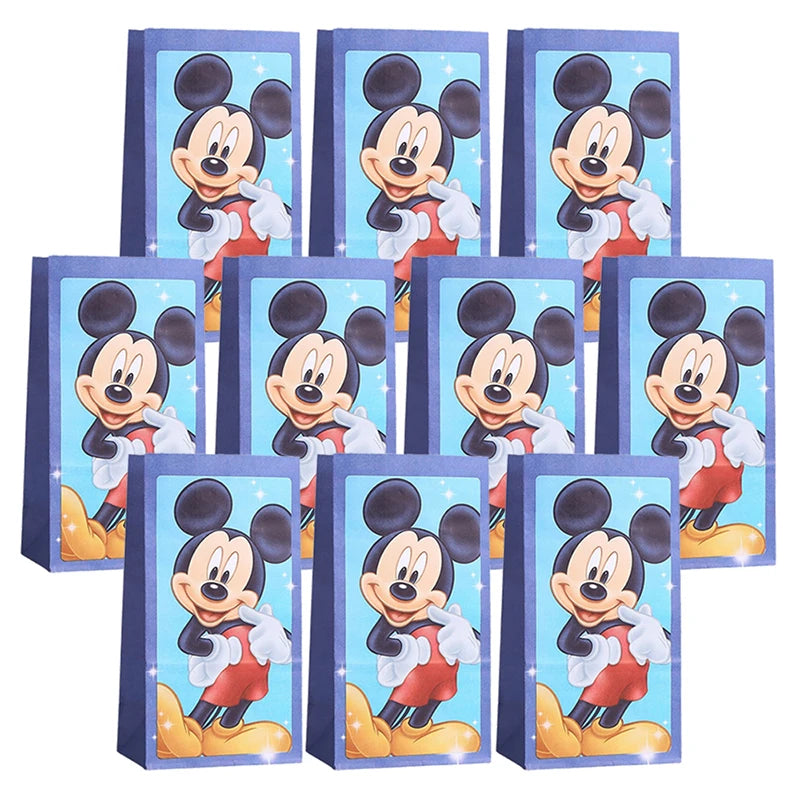 10/20pcs Minnie Mouse Paper Candy Box Gift Bags Popcorn Box Kids Mickey Birthday Party Decoration Gift Bag Baby Shower Supplies