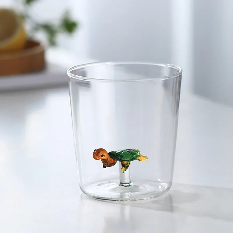 Glass Cup 3D Cartoon Animal Shape Glasses Home Cute Water Coffee Glass Single Layer Cup with Guests Juice Cold Drink Cup