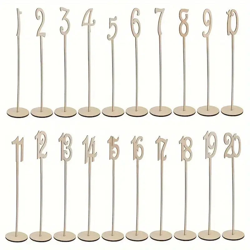 Wooden Table Numbers 1 To 20 Wood Wedding Table Number Signs with Holder Base for Wedding Party Table Home Birthday Decoration