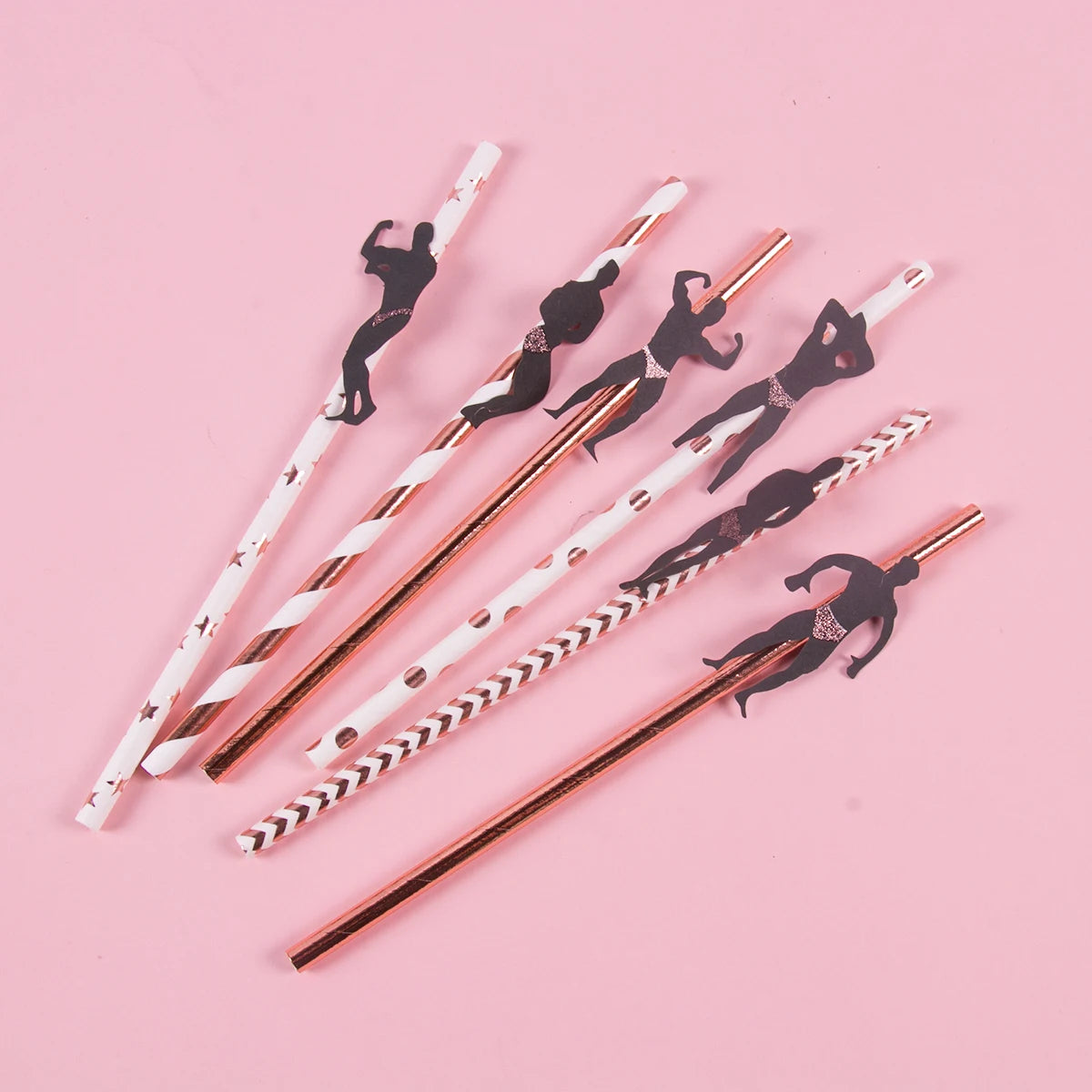 6/12pcs Bachelorette Party Paper Straws Dancing Men woman Straw Wedding Bridal Shower Decor Hen Night Adult Party Drinking favor