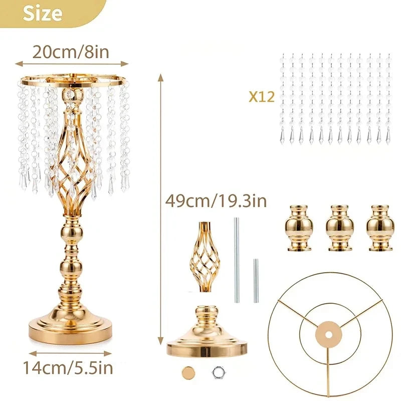 49/53cm Tall Crystal Candle Flower Holder Centerpiece Candle Holder Road Lead Flowers For Wedding Hotel Dining Table Party Decor
