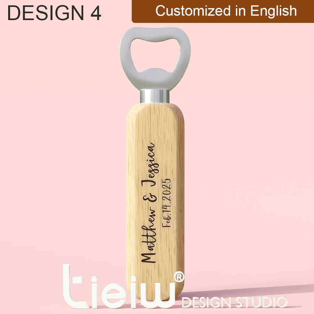 12PCS Custom Wedding Gift Bottle Opener Wedding Favors for Guests Personalized Wooden Opener as Gift for Wedding Decoration