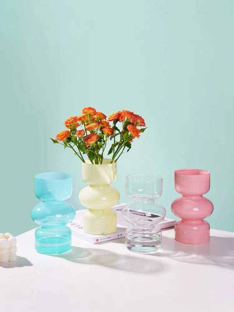 Retro Irregular Home Glass Vase Living Room Dining Table LLuxury Decoration Flower Vases