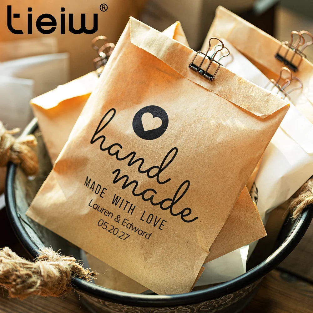 50 PCS Personalized Wedding Favor Bags Party Cookie Donut Candy Lottery Ticket Paper Reception Favor Bag For Guest And Friends