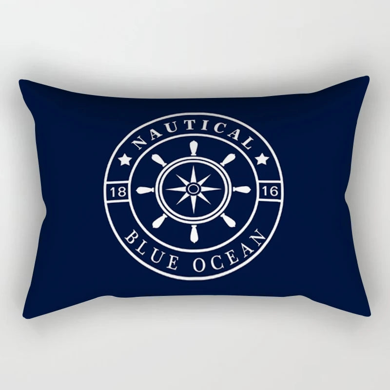 Blue nautical decoration compass waist pillowcase 30*50 home decoration sofa decoration cushion cover 40*60 can be customized