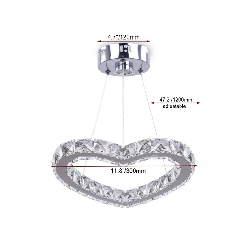 Modern Heart Crystal Chandelier Pendant Lighting Home Decor Led Ceiling Lamp Fixtures For Dining Room Lustres Hanging Lighting