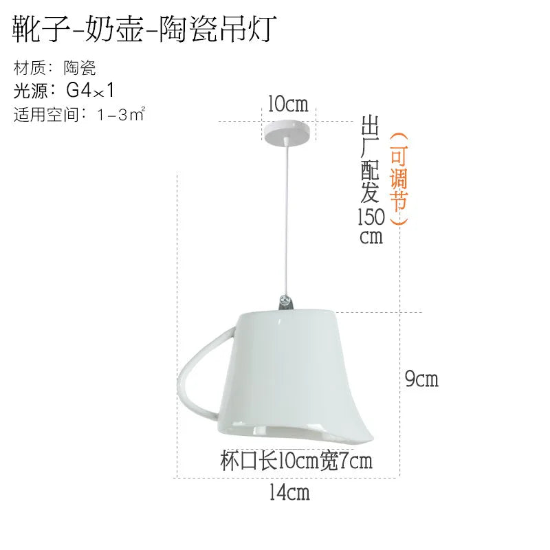 Modern Tea Cup Teapot Hanging Lamp Ceramic Led Pendant Lights Dining Room Kitchen Home Decor Luminaire Lighting Fixtures
