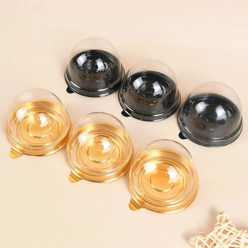 50Pcs Mini Transparent Cake Box Container Muffin Cupcake Dome Pastry Baking Packaging Boxes Wedding Birthday Party Supplies Gift