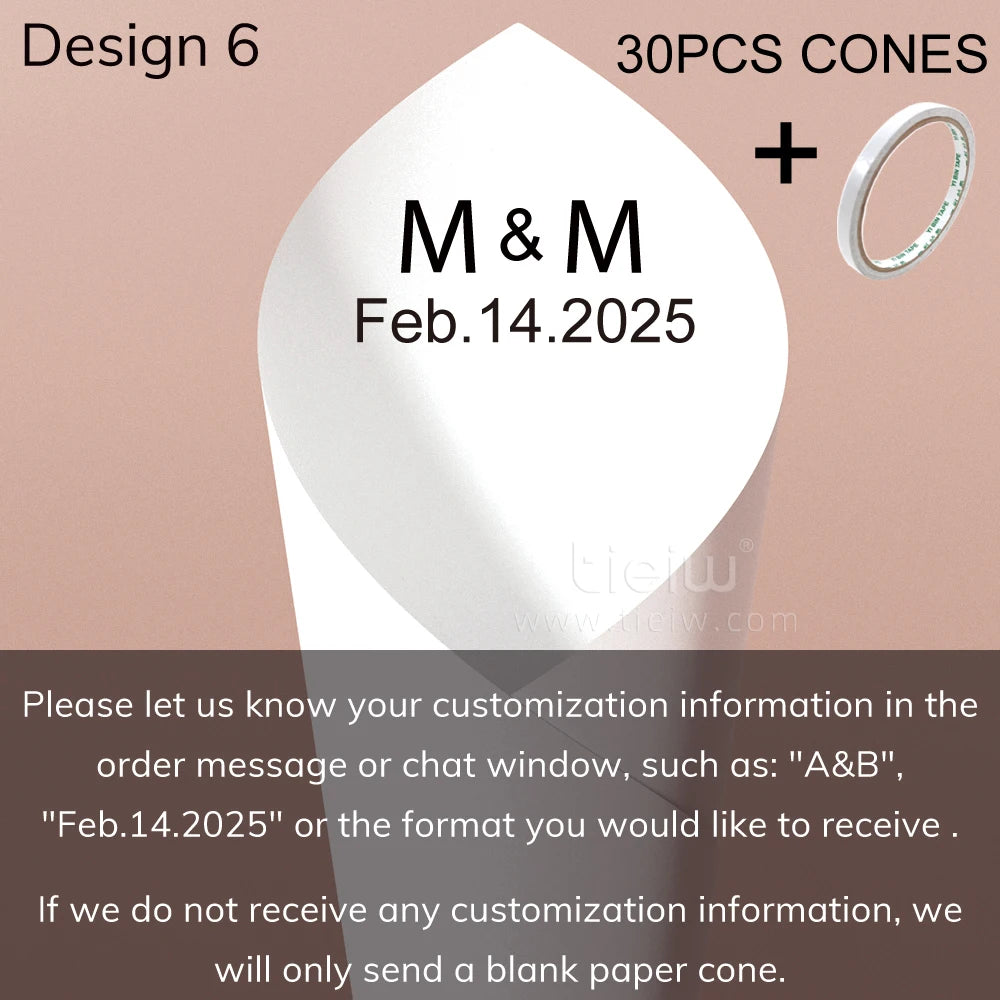 Personalized Wedding Confetti Cones with Names and Date Petal Candy Natural Confetti Customizable for Celebrations Decoration