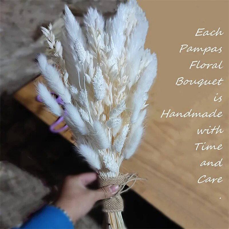 White Pampas Grass Decor 50 Pcs 17” Wedding Centerpiece Flower Arrangements Natural Home Boho Room Decoration Dried Flower Gift