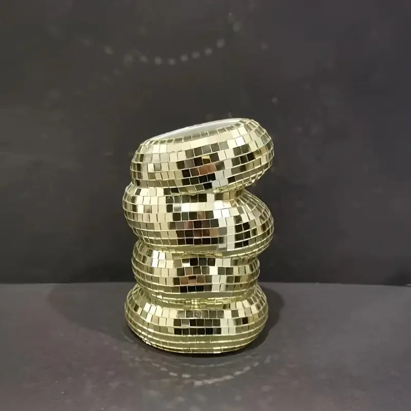 Small Sliver Disco Ball Vase Flower Planter Pot Table Decor Sculpture Table Centerpiece Home Decor Unique Housewarming Gift