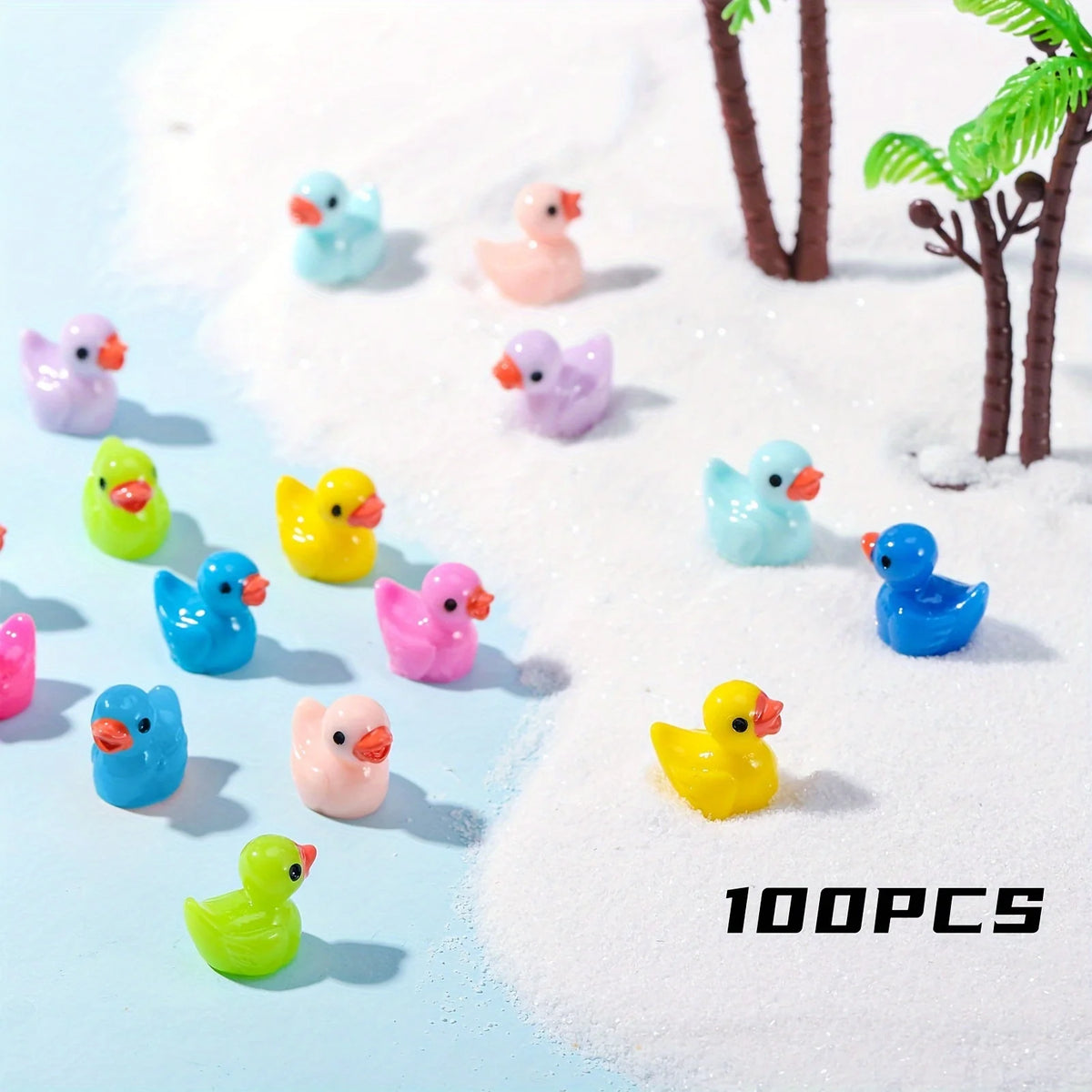 50Pcs Mini Resin Ducks Bulk Tiny Ducks Set for Potted Miniature Decoration Garden Dollhouse Cake Decoration DIY Slime Kit Craft