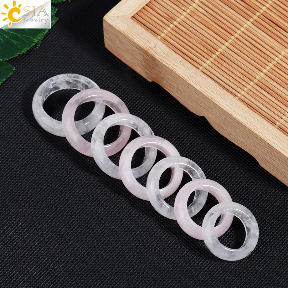 Reiki Crystal Rings for Men Natural Stone Pink Quartz Red Agates Amethyst Running Ring Jewelry 16 17 18 19 20 21 Inner Ring H474