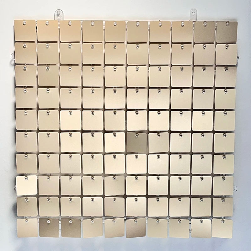 16pcs Champagne Shimmer Wall Backdrop 3D Sequin Panel Backdrop Art Wall Backgroud Cloth Wedding Birthday Party Backdrop Decor