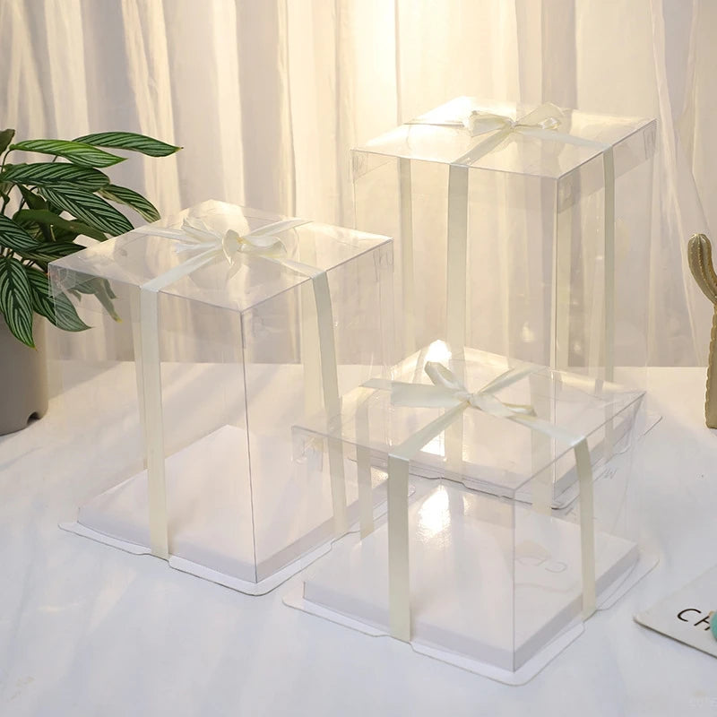 Transparent Packing Box High-Capacity Birthday Wedding Valentine Favor Wrapping Boxes Chocolate Cake Packaging Supplies