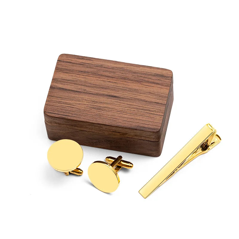 Custom Metal Cufflinks Tie Clip & Rectangle Gift Box Engraved Gift for Dad and Groomsmen Personalized Best Man Cufflinks Set