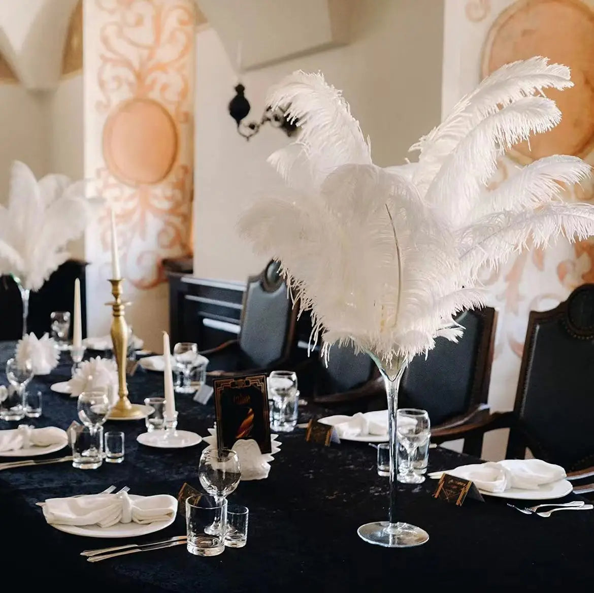 10PCS 15-60cm Big Ostrich Feathers White Ostrich Feather Plumes Carnaval Table Centerpieces Party Wedding Accessories Decoration